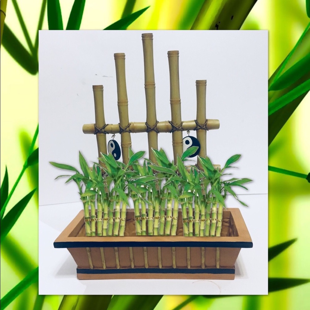 Lg Bamboo Planter Yin Yang Wind Chime